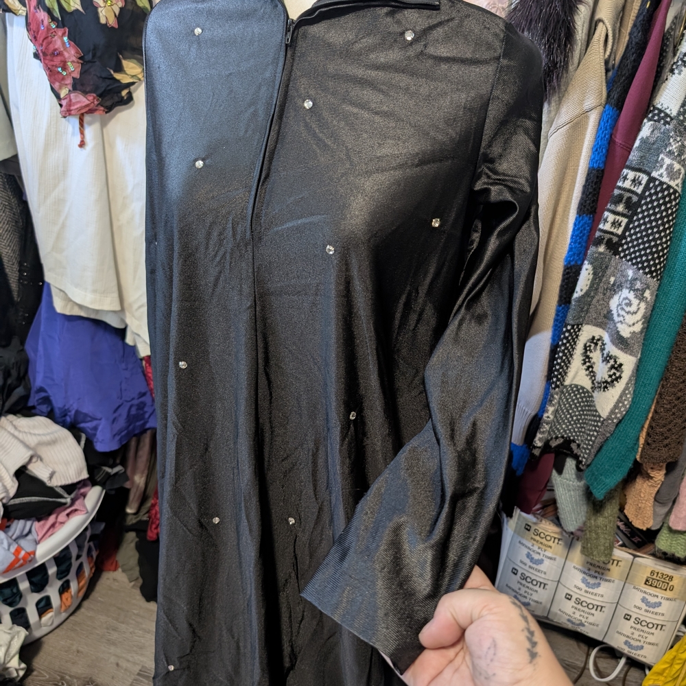 Lily of France Black Dress with Silver Accents